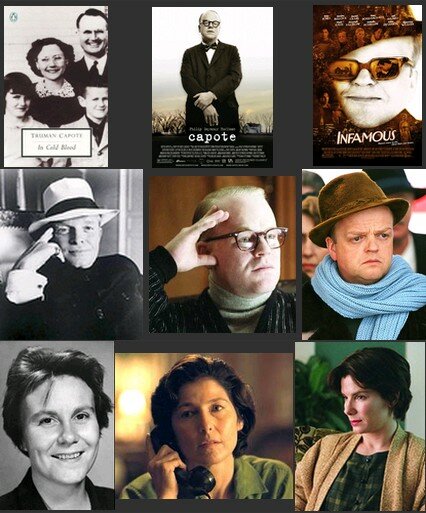 De izq a derecha: registro real; del film Capote; del film Infamous